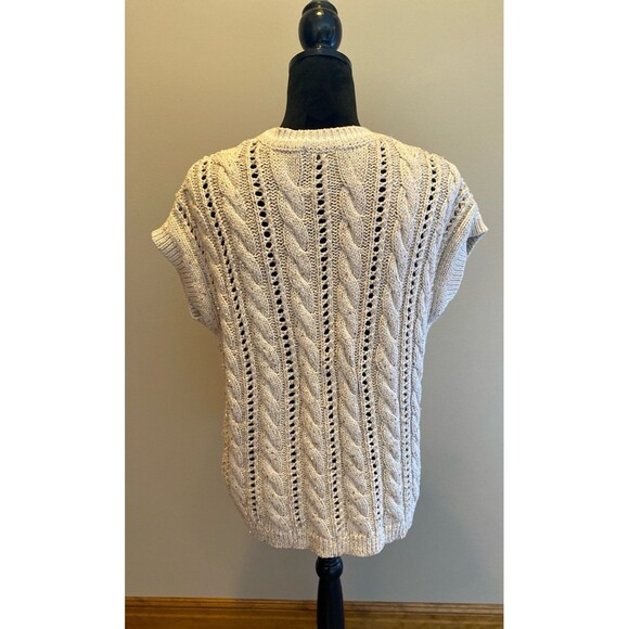 Mint Velvet Womens Sweater Vest Size Large Cream V Neck Gold Sequins & Thread - Picture 4 of 11